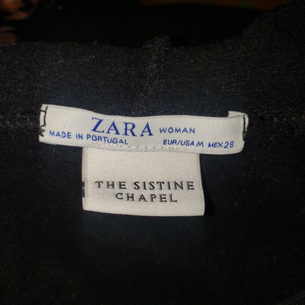 ZARA WOMAN SISTINE CHAPEL CROPPED BLACK SWEATSHIRT HOODIE SIZE MEDIUM - Picture 9 of 13